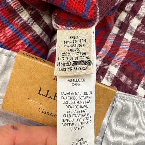 LL Bean Flannel Lined Pants Women Size 16P Petite Gray Chino Classic Fit Casual - Picture 6 of 11